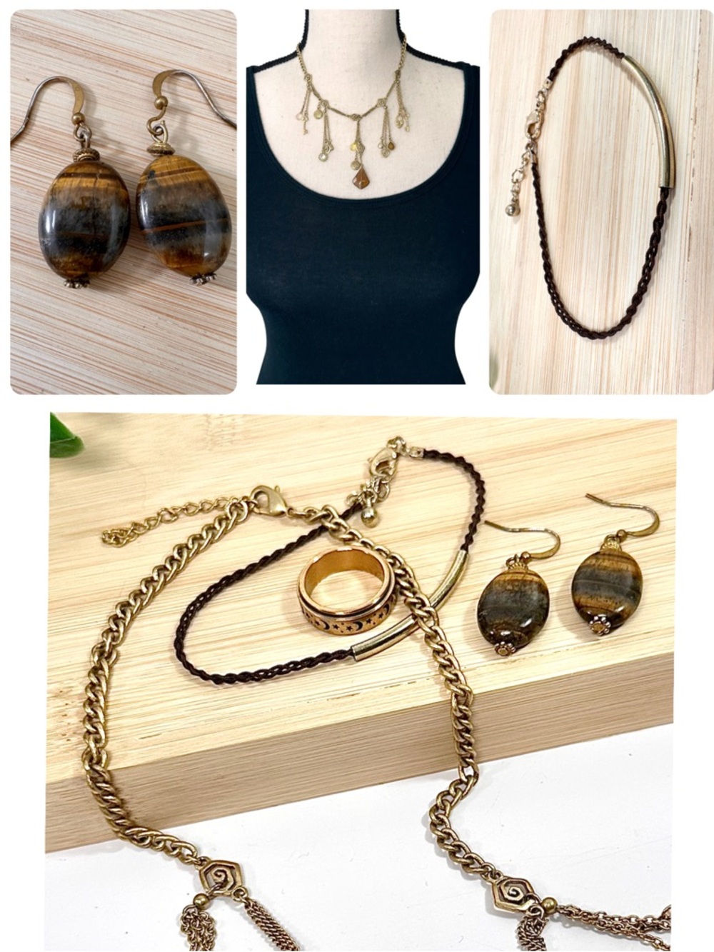 🤎Curated Jewelry Bundle - Gold with Brown (4 pieces)
